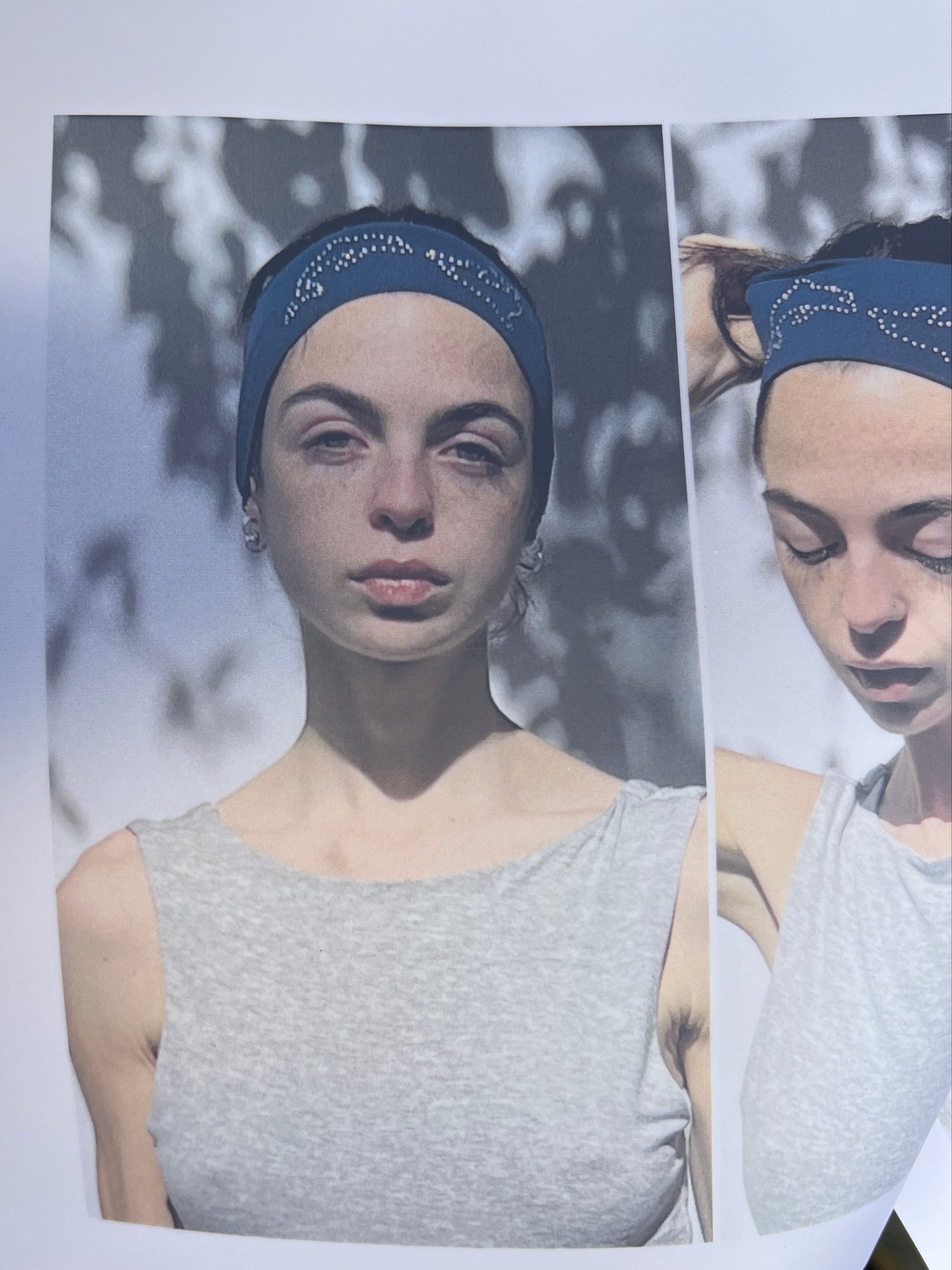 Imagen de varias fotos de una joven con la diadema mediterranea Grand Plié de Alaire Barcelona